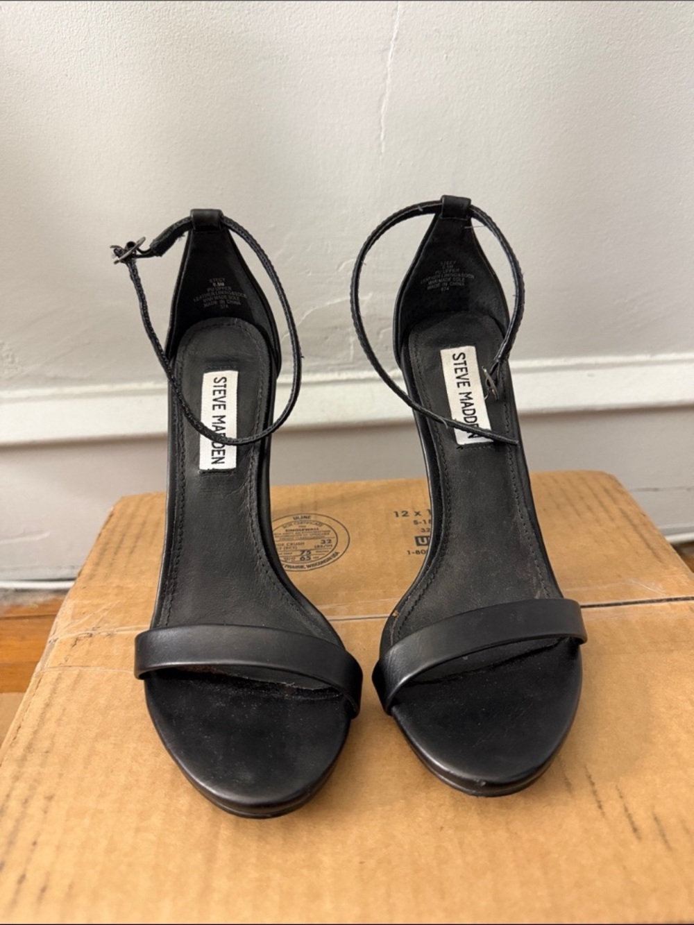 Steve Madden Black Strappy Open-Toe Stiletto Sandals